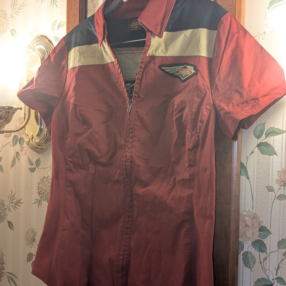 NWT Harley-Davidson Womens Sz M 120 Anniversary Zip Up Shirt Limited Edition Red